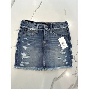 Vervet NWT Bandini Distressed High-Rise Denim Skirt Size XS